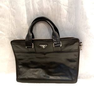 Black leather handbag satchel briefcase laptop bag